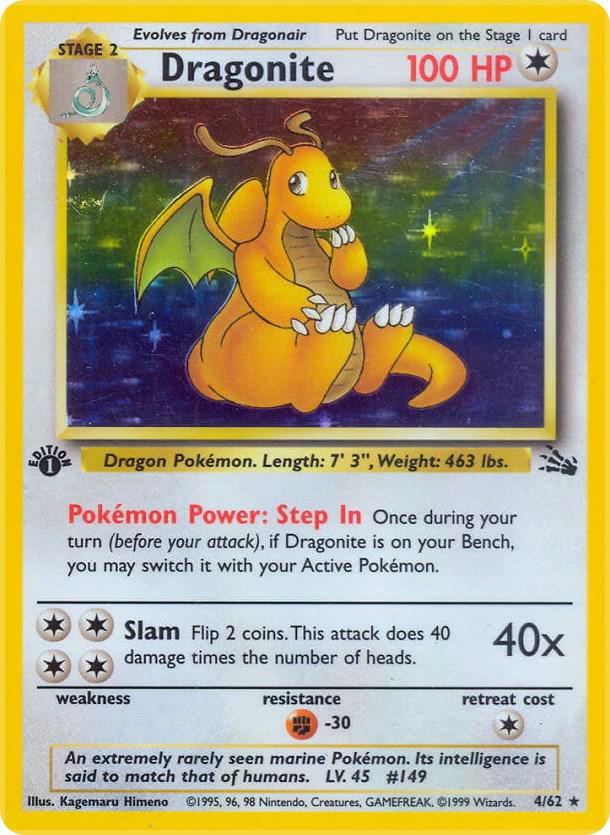 Pokémon TCG Dragonite (4) — Fossil — #04/62 — Holo Rare